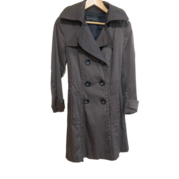 Zara basic dark brown double breasted trench coat- medium- - Picture 13 of 16